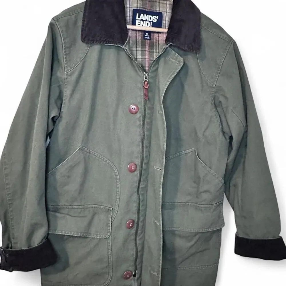 Lands' End Classic Americana Green Canvas Barn Jacket Medium